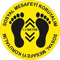 Sosyal Mesafeyi Koruyalım Ayak İzi ve 1,5 Metre Yer Etiketi Sarı 30 cm U21075 resmi