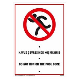 Havuz Çevresinde Koşmayınız Uyarı Levhası resmi